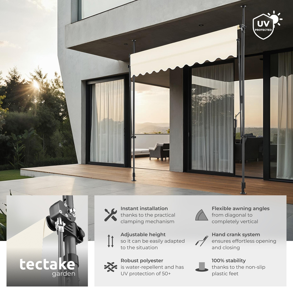 tectake Beige Retractable Awning 2.5 x 1.8m Image 6