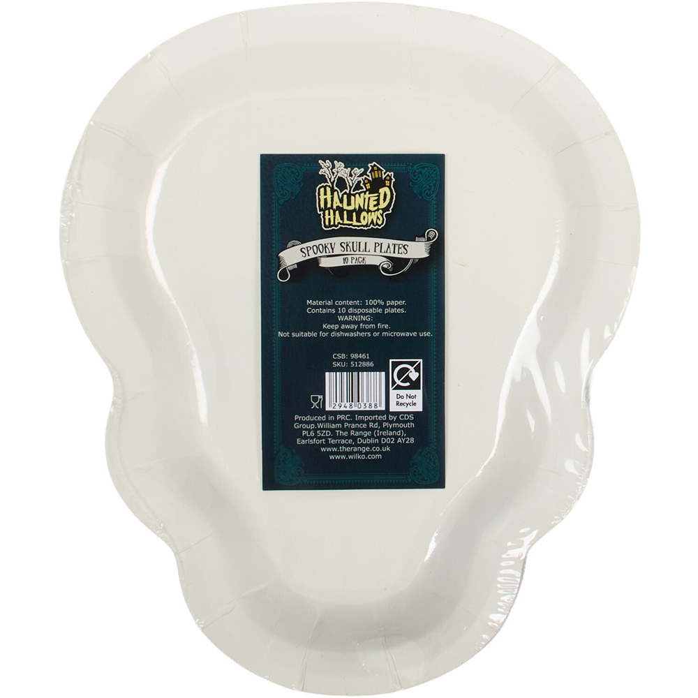 Pack of 10 Skull Paper Plates Monochrome Image 5