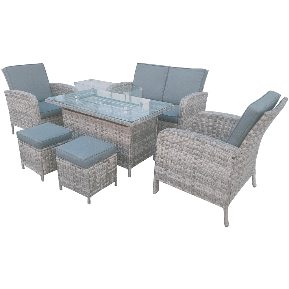 Furniture One 6 Seater Rattan Wicker Outdoor Lounge Set with Gas Fire Pit Table Image 5