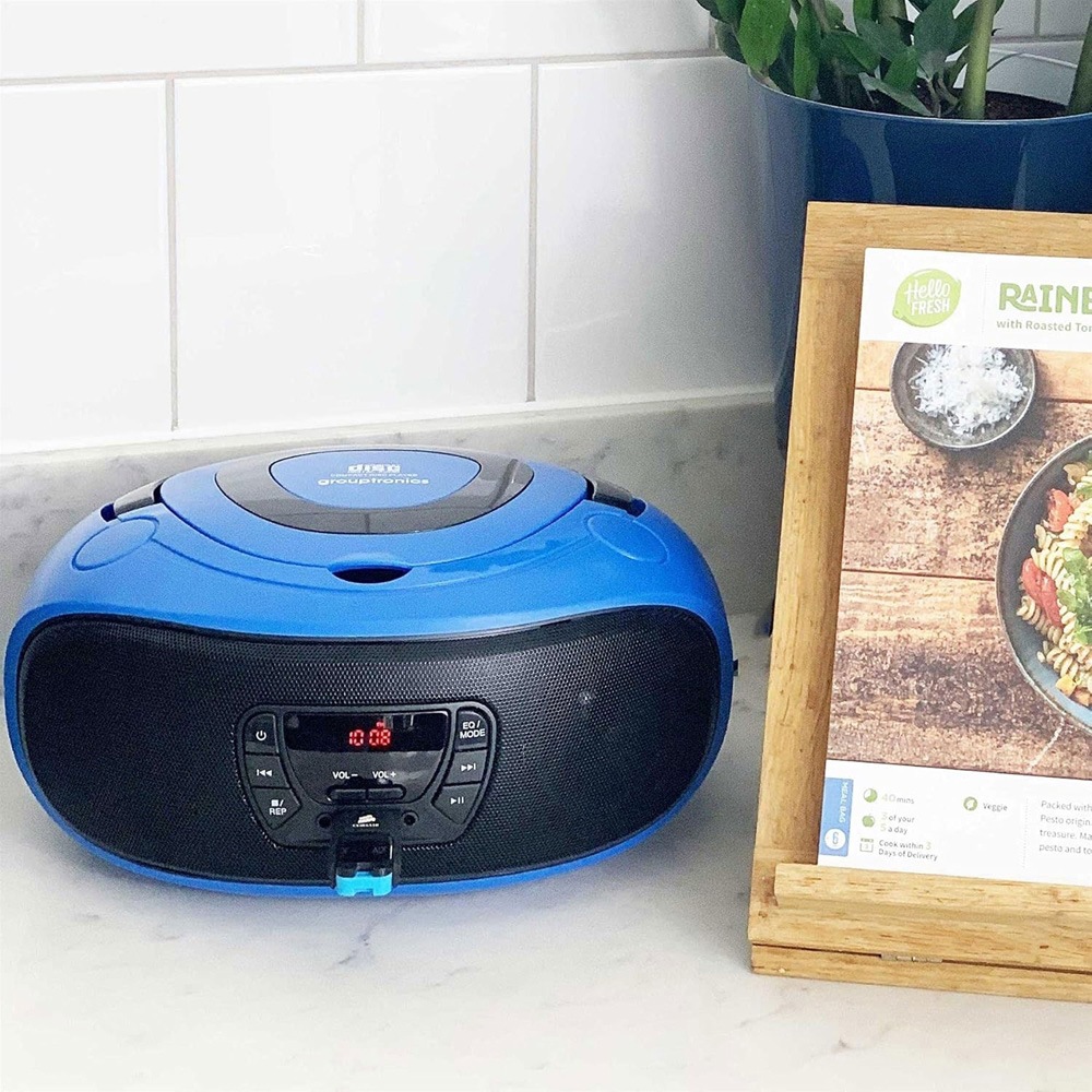 Grouptronics GTCD-501 Blue Stereo Boombox Portable CD Player with Radio Image 8
