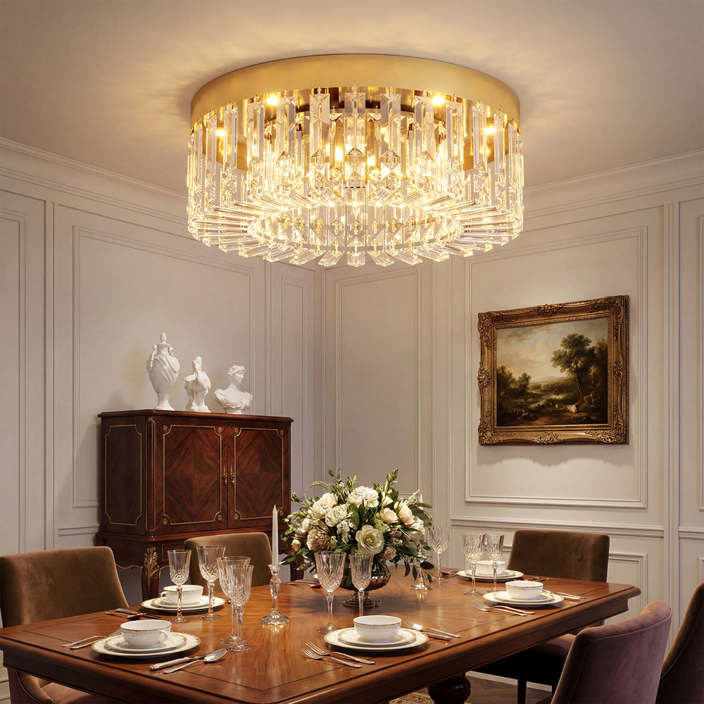 Portland Gold Crystal Ceiling Light with 225 Crystal Pendants Image 3