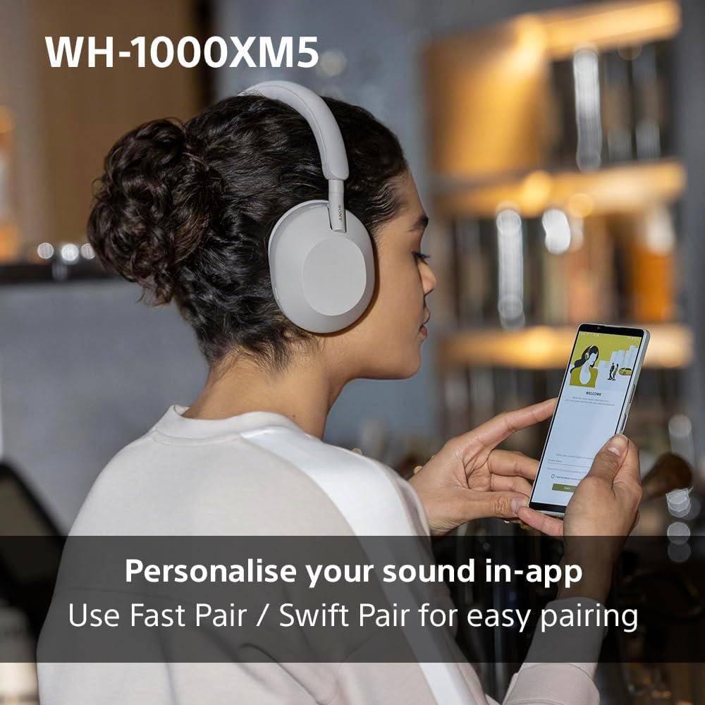 Sony WH-1000XM5 Silver Noise Cancelling Wireless Over Ear Headphones Image 7
