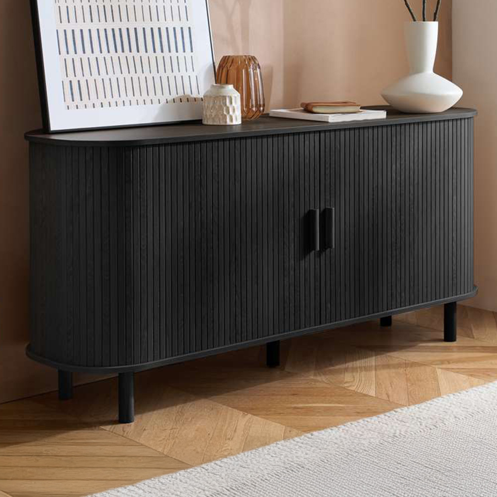 Birlea Axel 2 Door Fluted Black Sideboard Image 1