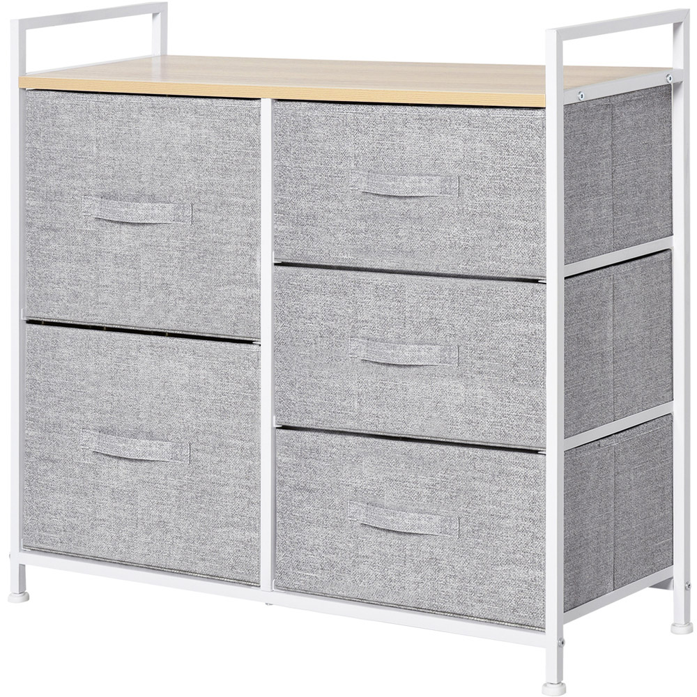 HOMCOM 5 Drawer Grey Chest of Drawers Image 2