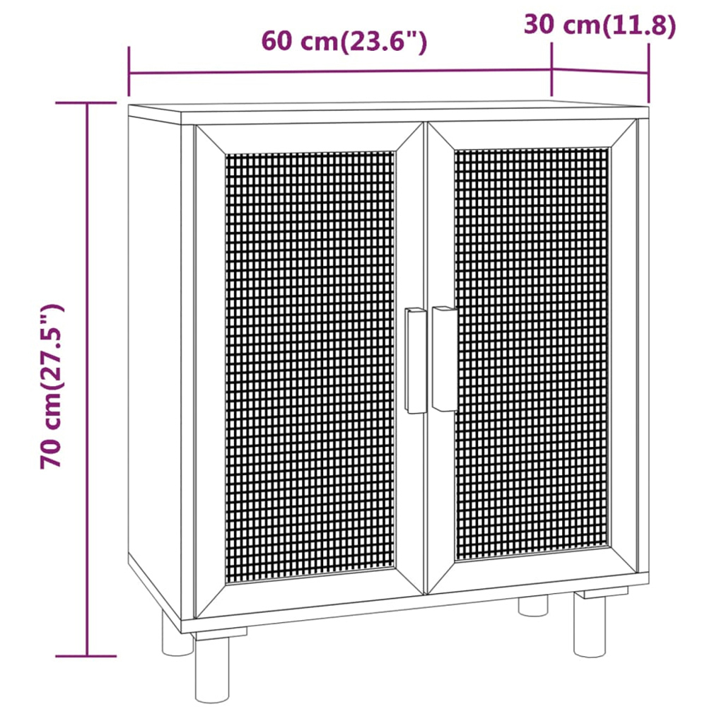 vidaXL 2 Door Black Rattan Wooden Sideboard Image 8
