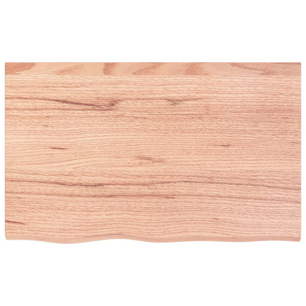 vidaXL 80cm Light Brown Treated Solid Oak Wood Floating Wall Shelf Image 3