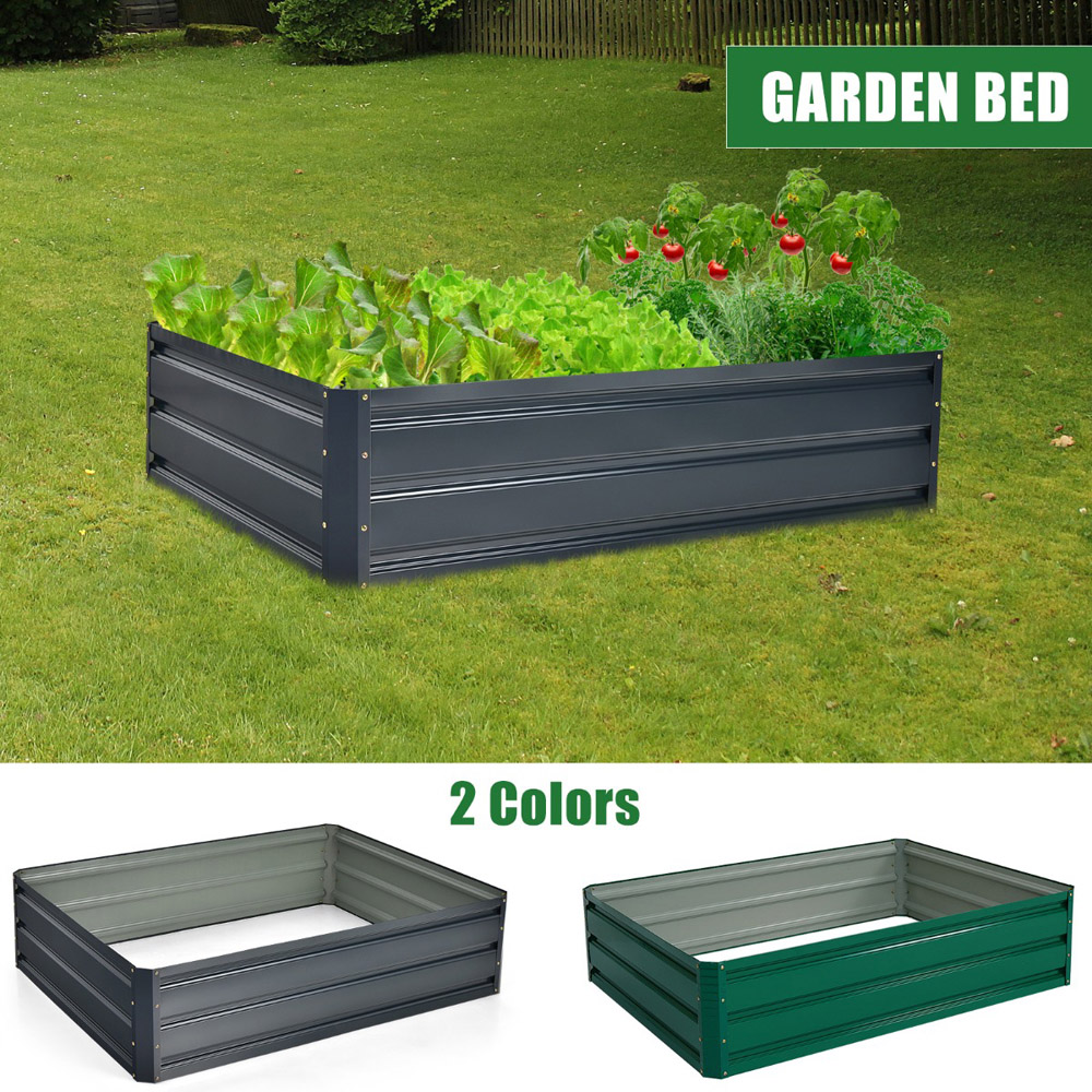 Costway Grey Metal Raised Outdoor Garden Bed Image 4
