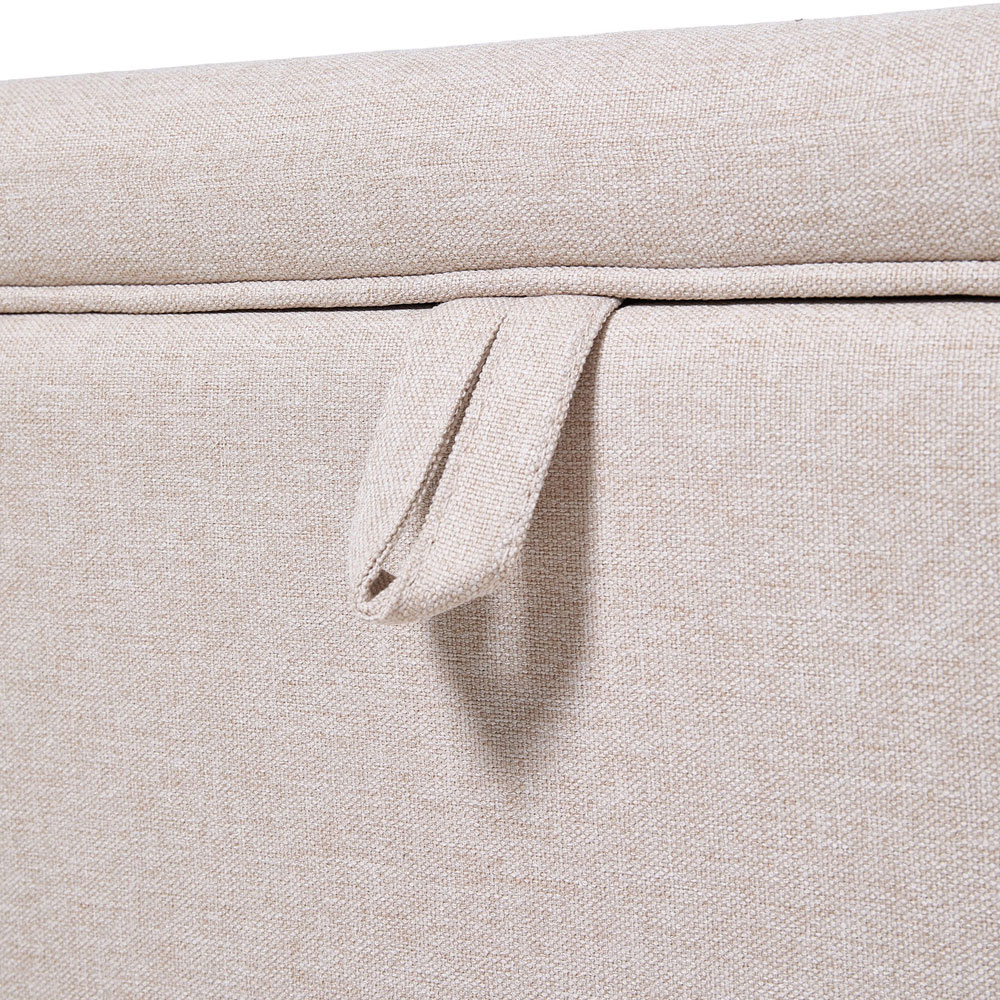 Living and Home 2 in 1 Cream Linen Upholstered Storage Ottoman Image 5