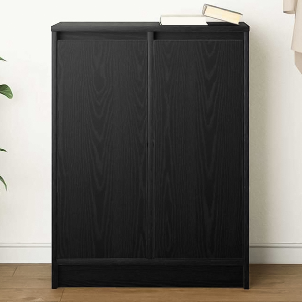 vidaXL 2 Door 2 Shelf Black Sideboard Image 1