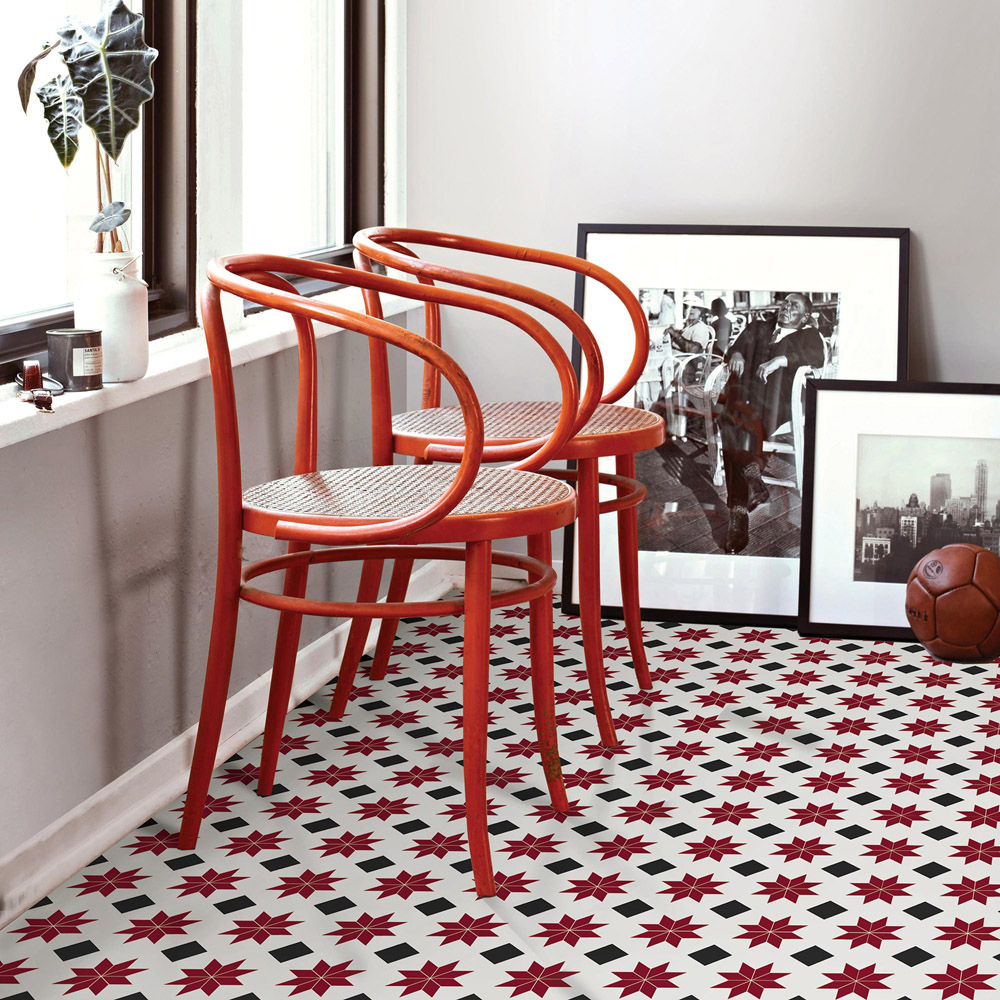 Floorpops Orion Red and Black Peel and Stick Floor Tile 30.48 x 30.48cm 10 Pack Image 5