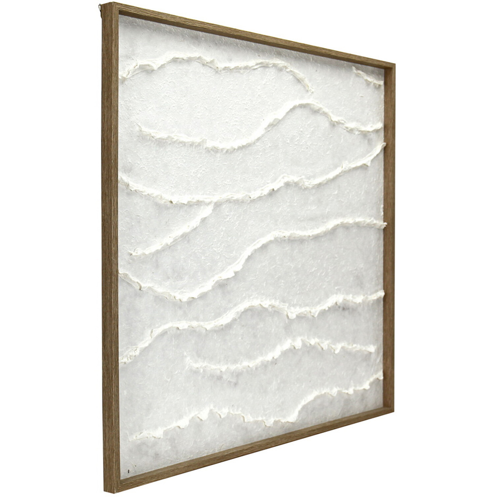 Sculpted Textured Framed Wall Art White Image 2