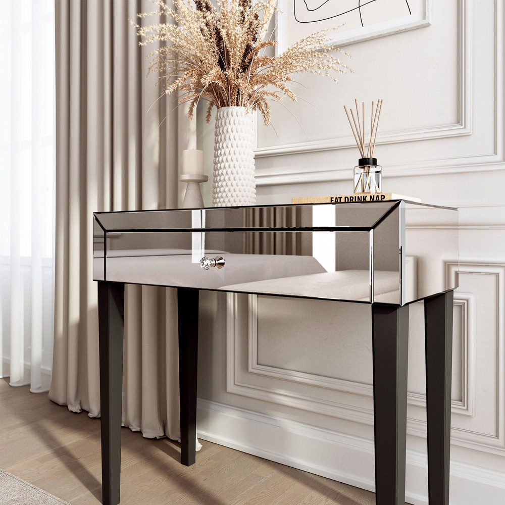 CARME Home Laguna Single Drawer Mirrored Dressing Table Image 4