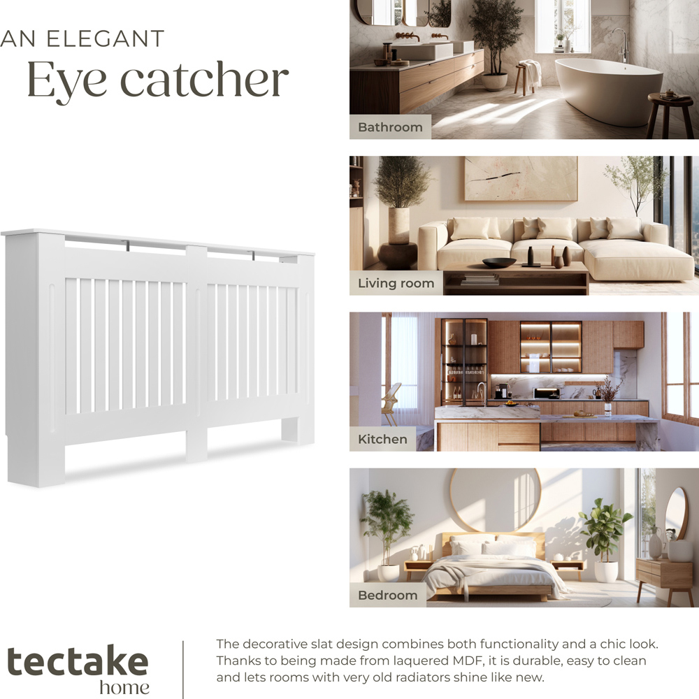tectake Vila Wooden Louvre Radiator Cover 19 x 152 x 82cm Image 7
