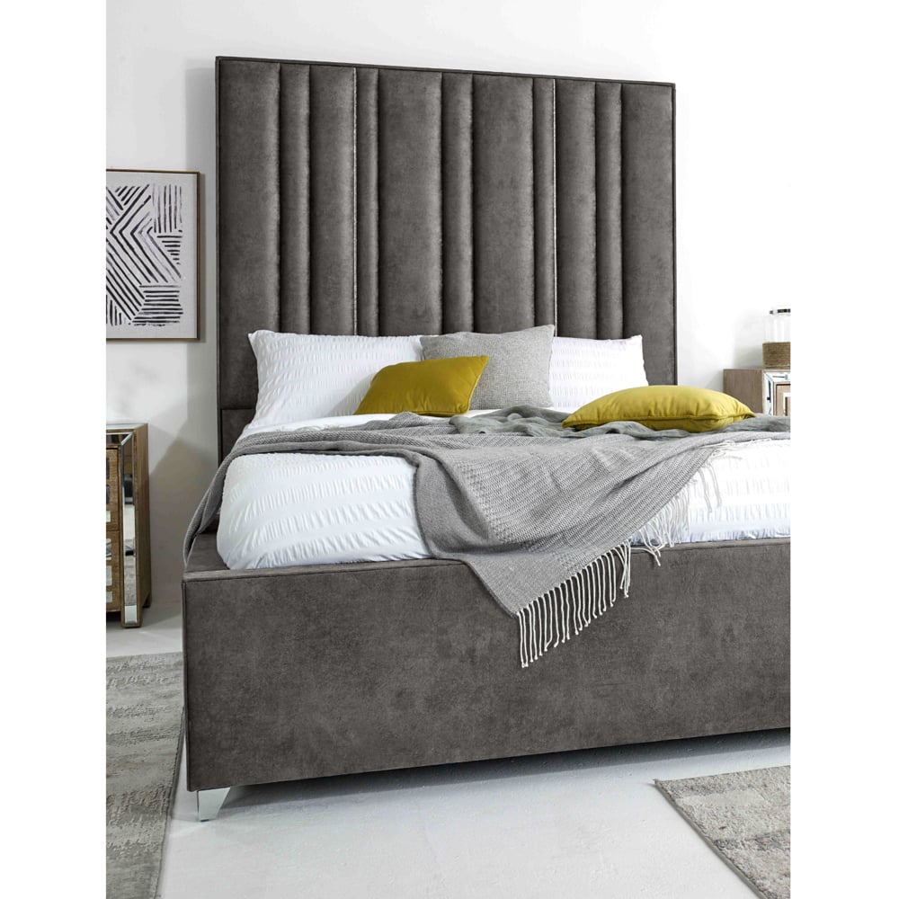 Eleganza Madrid Single Grey Oakland Fabric Bed Frame Image 2