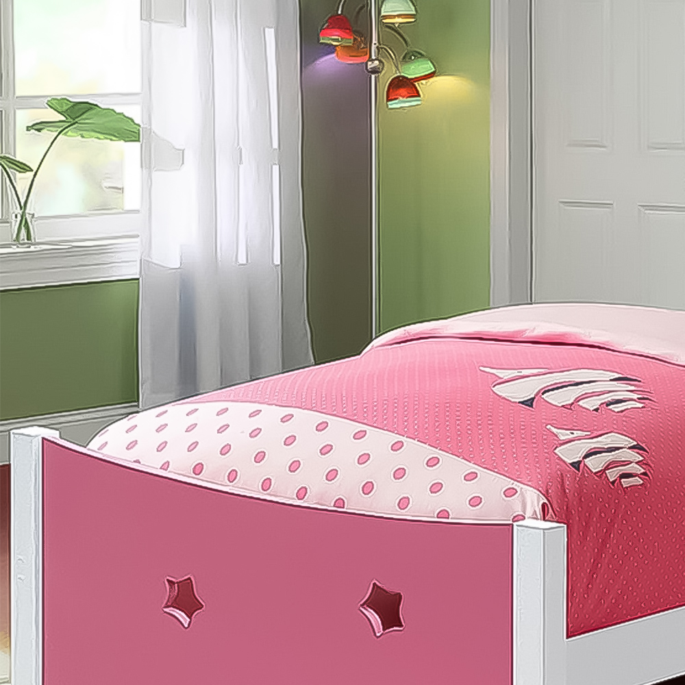Brooklyn Single Pink Wooden Star Childrens Bed Frame Image 2