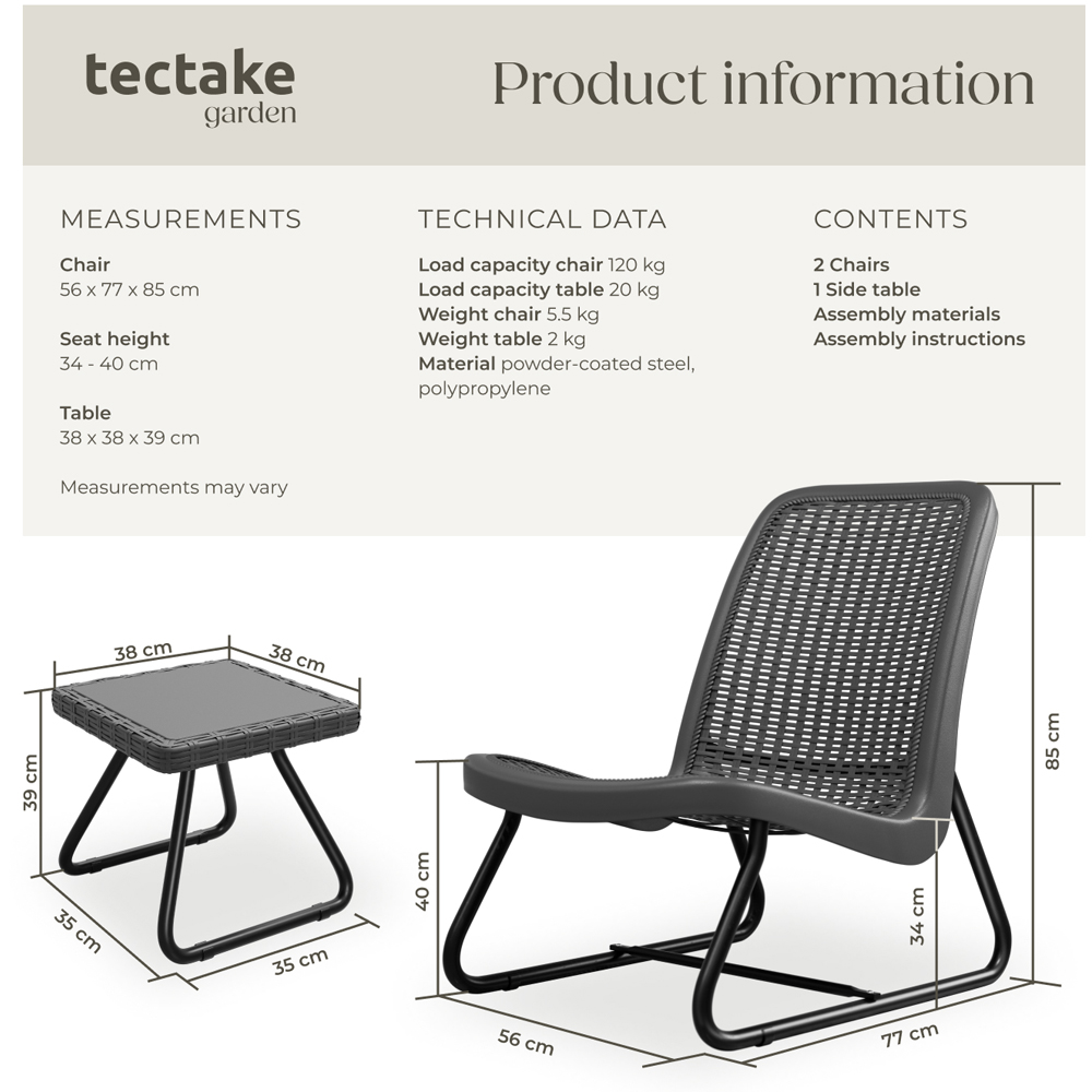 tectake Modica Rattan Look Bistro Set Image 9