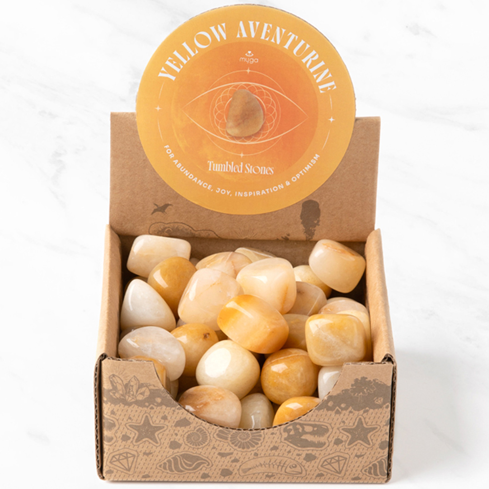 Myga 50 Piece Yellow Aventurine Tumbled Stone Healing Crystal Image 4