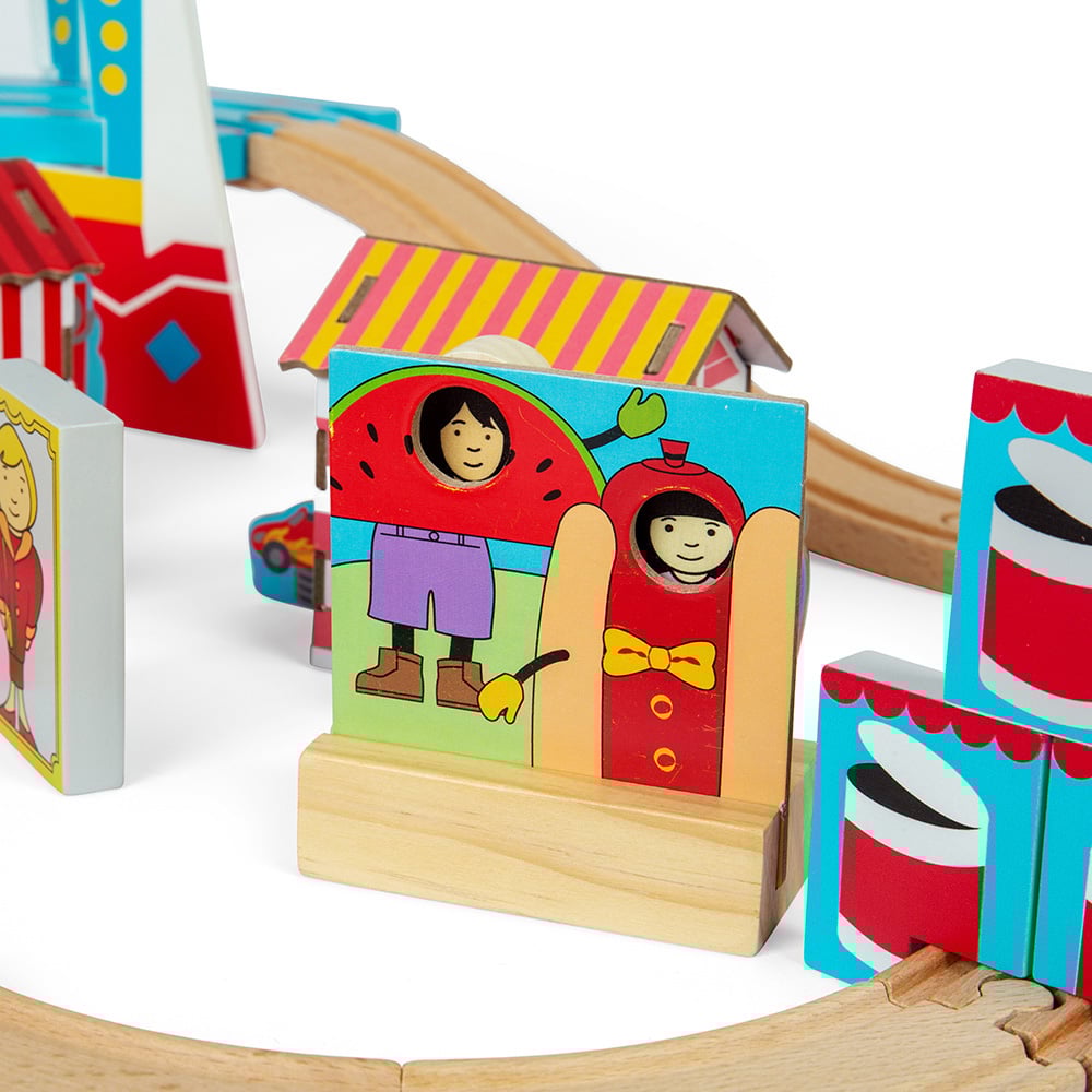 Bigjigs Rail 54 Piece Wooden Fun Fair Train Set Image 3