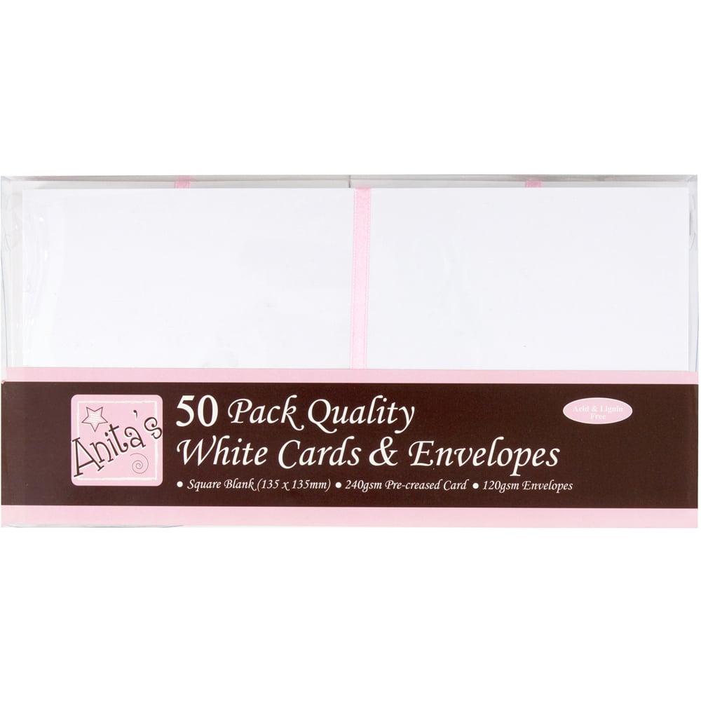 Anita's White Square Cards and Envelopes 13.5 x 13.5cm 50 Pack Image