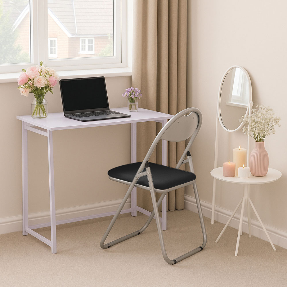 Harbour Housewares Black Wooden Foldable Desk and Chair Set Image 5