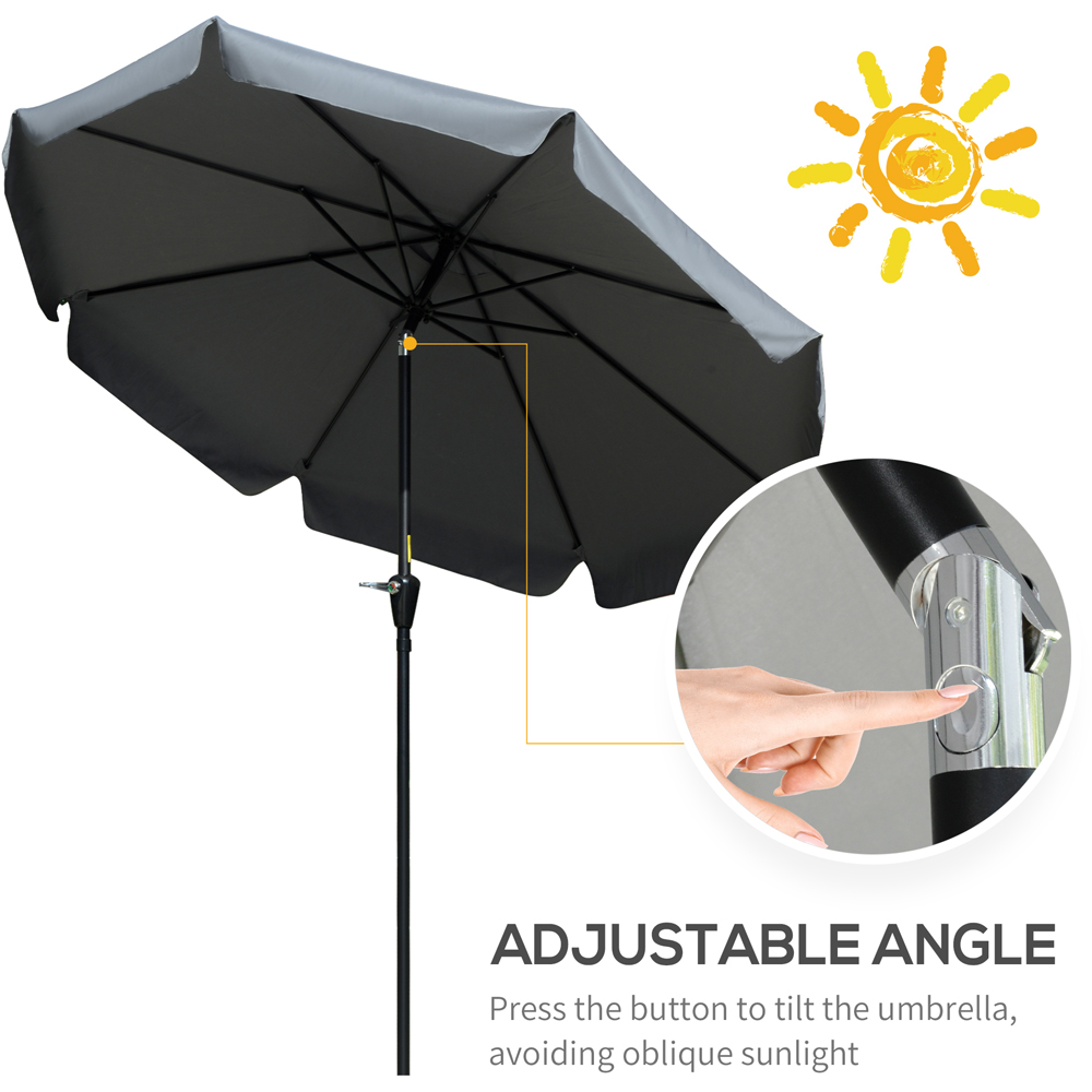 Outsunny Charcoal Grey Crank and Tilt Parasol with Ruffles 2.66m Image 4