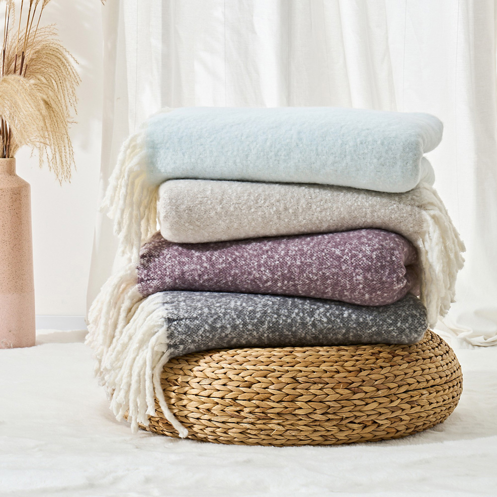 Cloud Touch Aisling Faux Mohair Fringed Duck Egg Throw 127 x 170cm Image 5