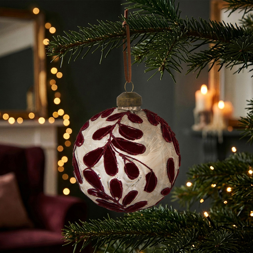 Burgundy Leafy Bauble Image 2