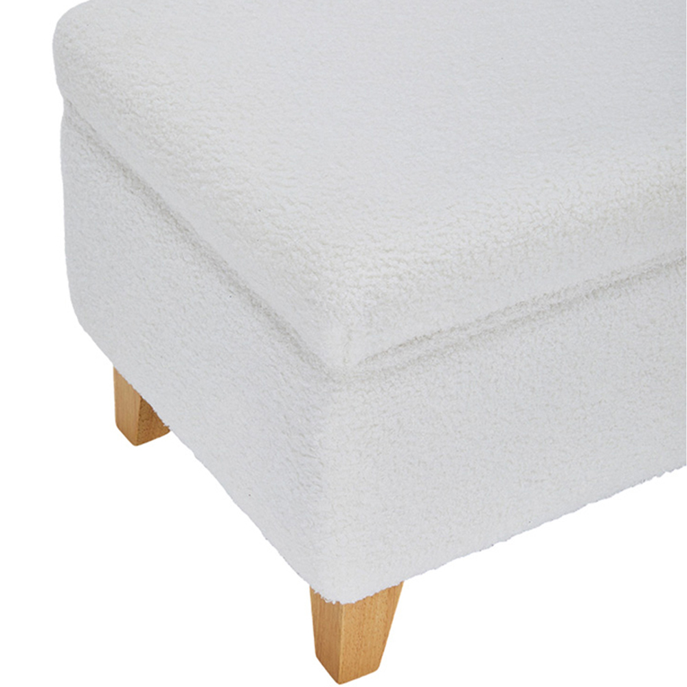 Living and Home White Teddy Fleece Upholstered Storage Ottoman Image 3