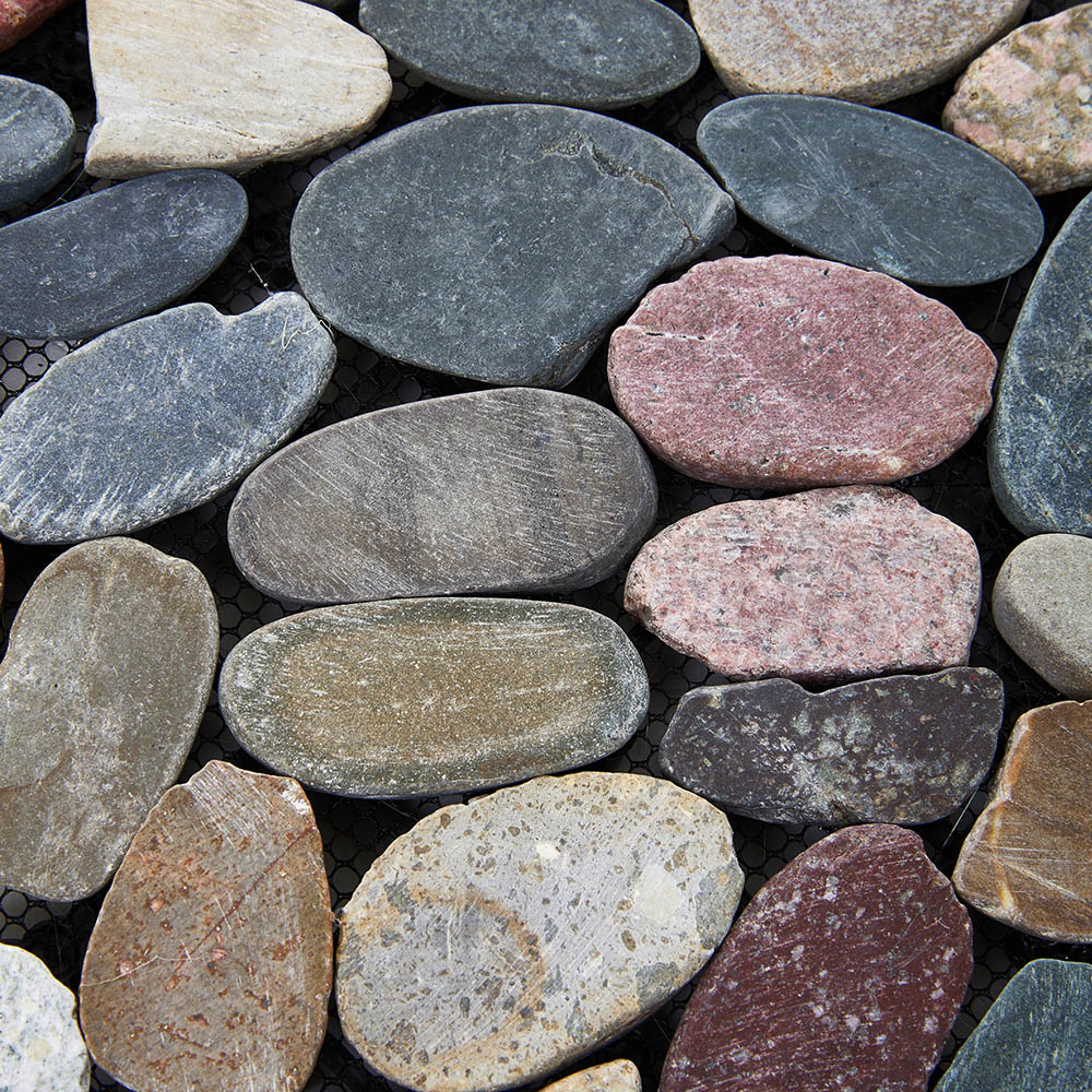 Living and Home Multicolour Non Slip Faux Natural Pebble Interlocking Floor Tile 6 Pack Image 5