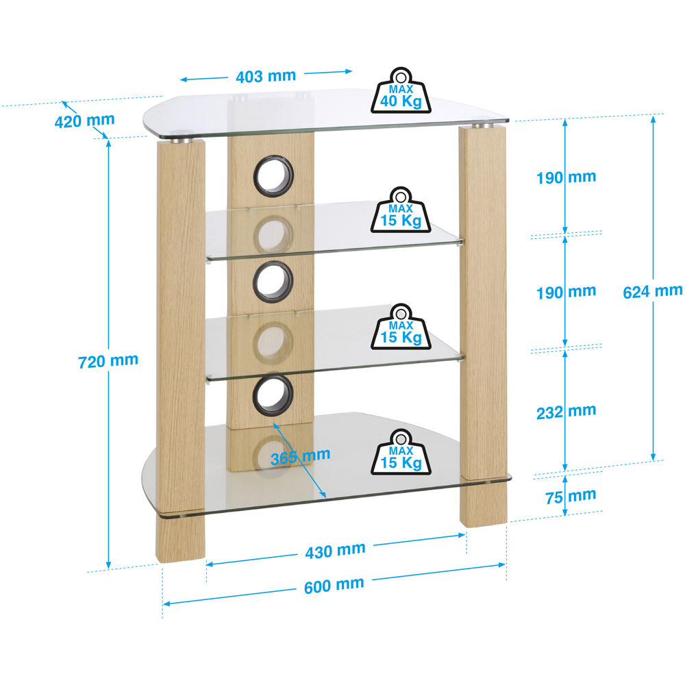 TTAP Oak 4 Shelf HiFi Entertainment Rack Image 6