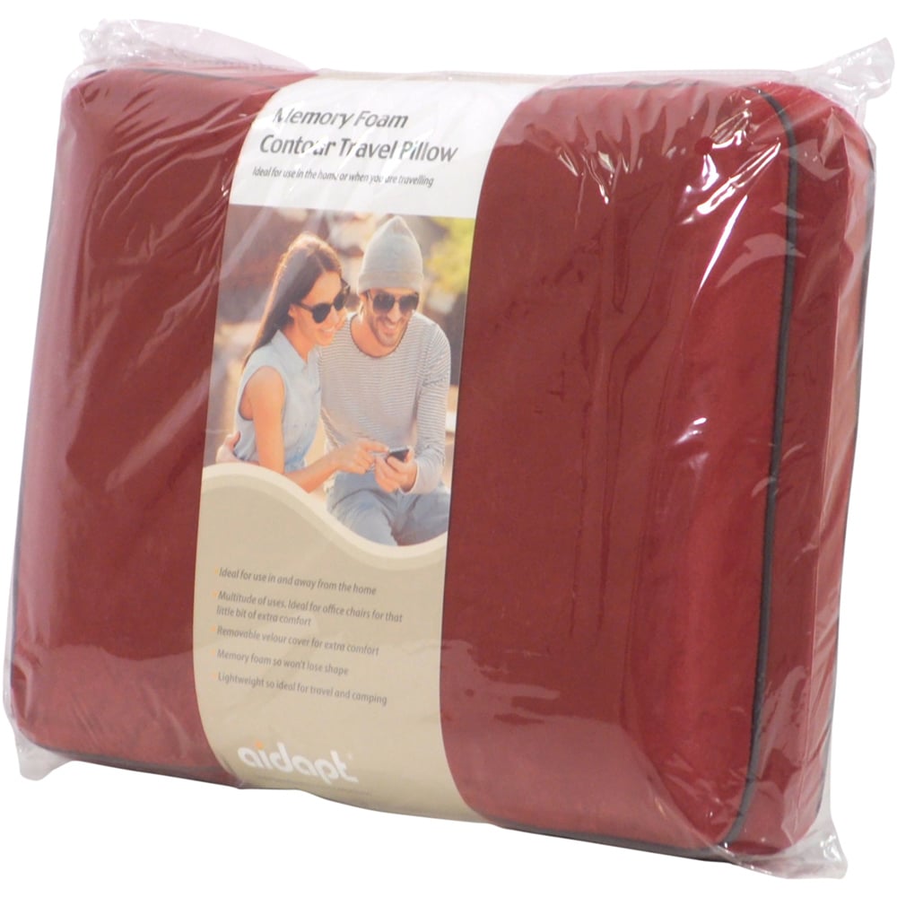 Aidapt Red Memory Foam Contour Travel Pillow Image 3