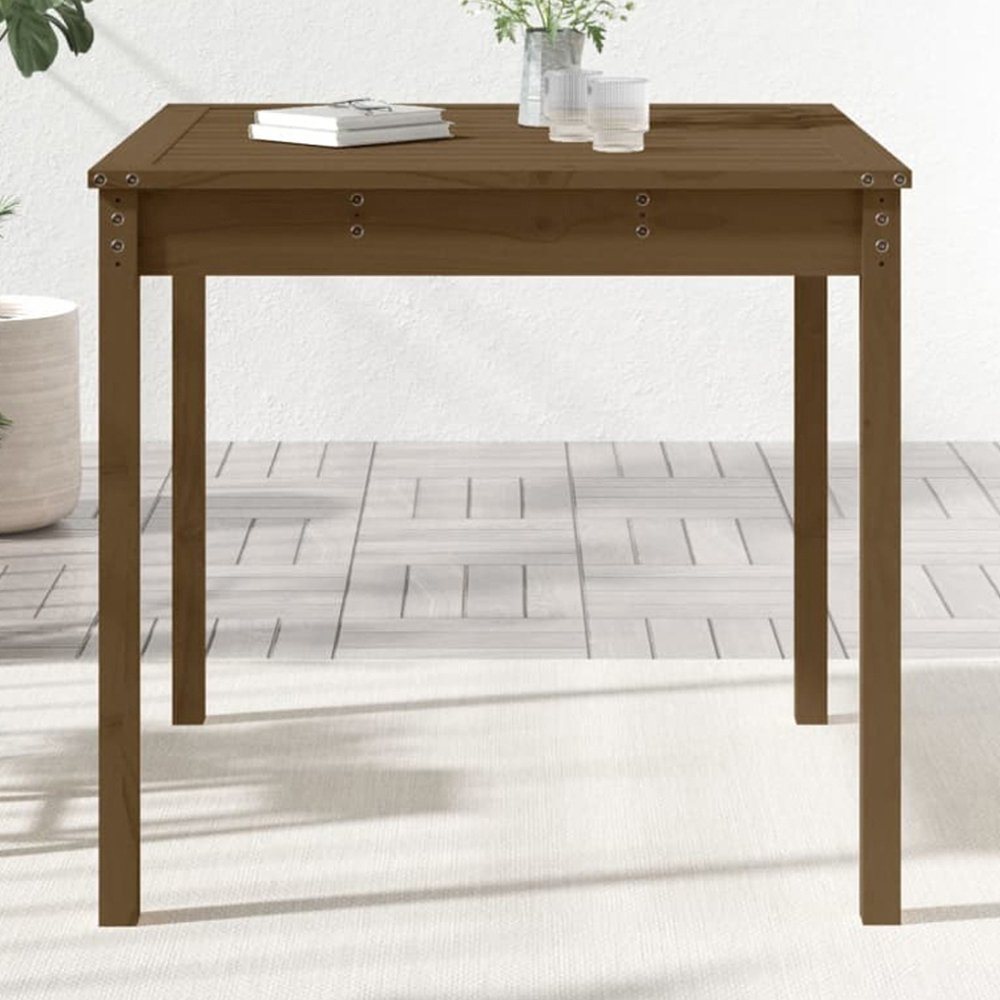 vidaXL 2 Seater Solid Pine Wood Garden Dining Table Honey Brown Image 1