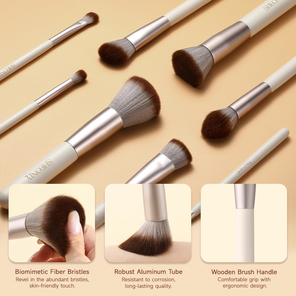 Living and Home Pro Ivory Makeup White Brush Set 18 Piece Image 5