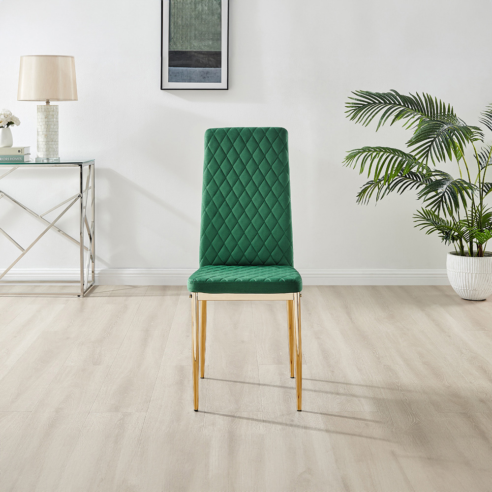 Furniturebox Copeland Valera Marble Effect 4 Seater Dining Set White Green and Gold Image 5