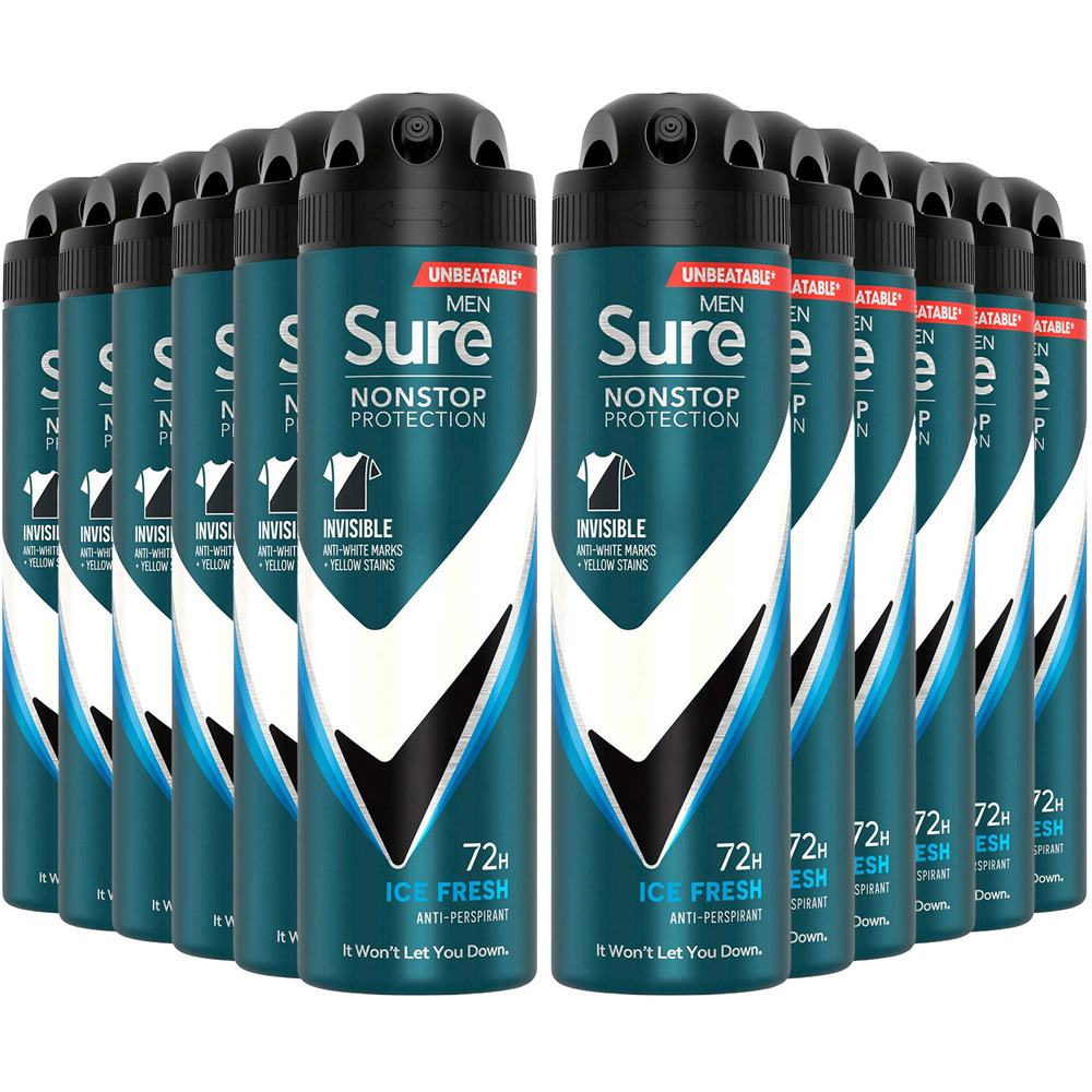 Sure Men Anti-Perspirant Invisible Ice Fresh Deodorant 150ml 12 Pack Image 1
