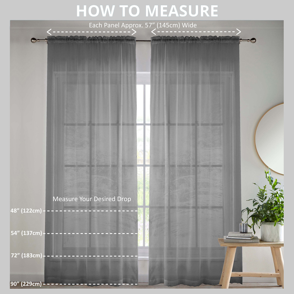 Tyrone Textiles Casablanca Cream Metallic Shimmer Pocket Header Voile Panel Curtains 140 x 122cm Image 4