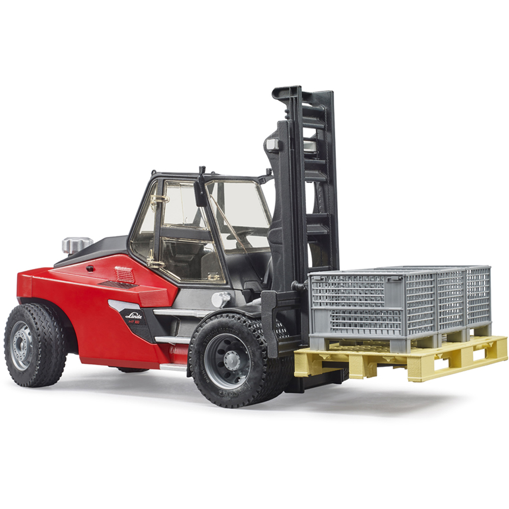Bruder Kids Linde HT160D Forklift with Pallet and 3 Pallet Cages Playset Model Image 2