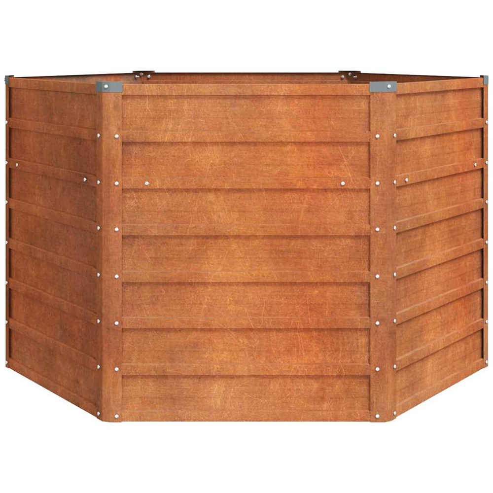 vidaXL Brown Corten Steel Hexagon Garden Raised Bed 129 x 129 x 77cm Image 2