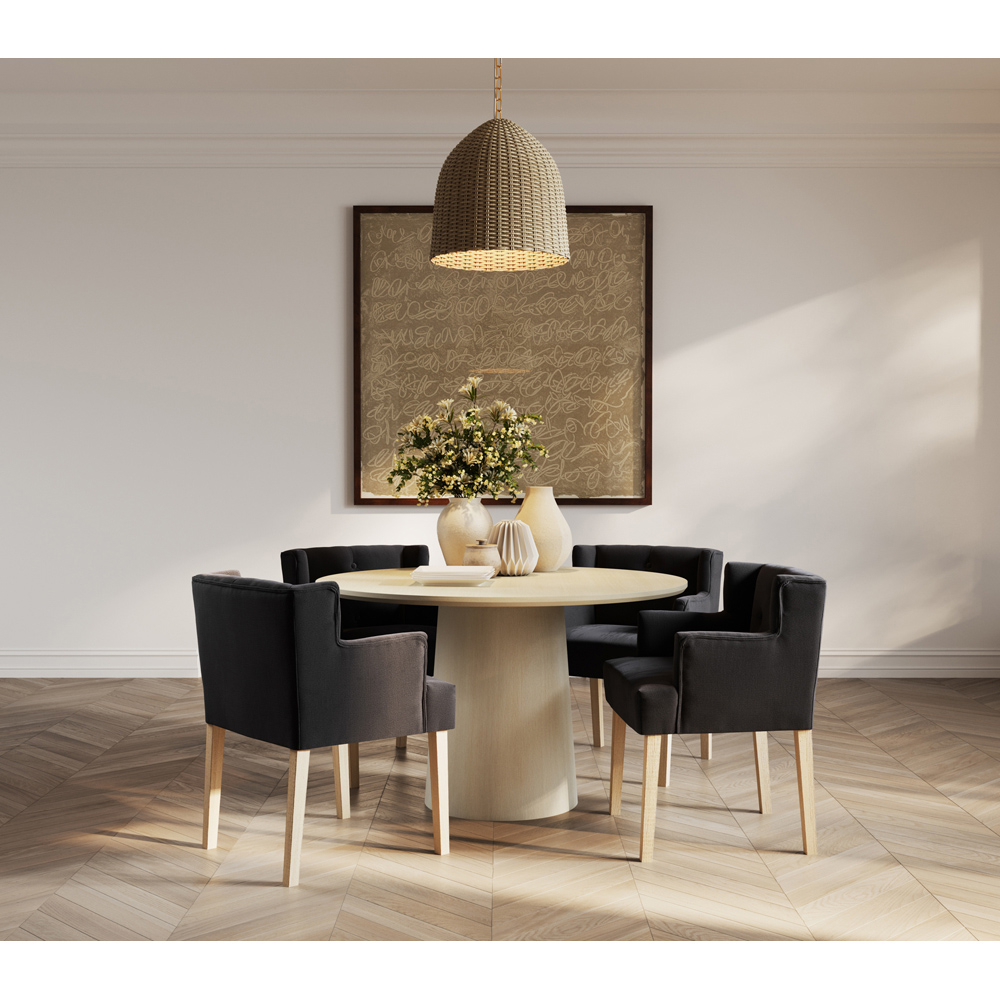 LPD Home Shay Anthracite Linen Winged Back Dining Chair with Arms Image 7