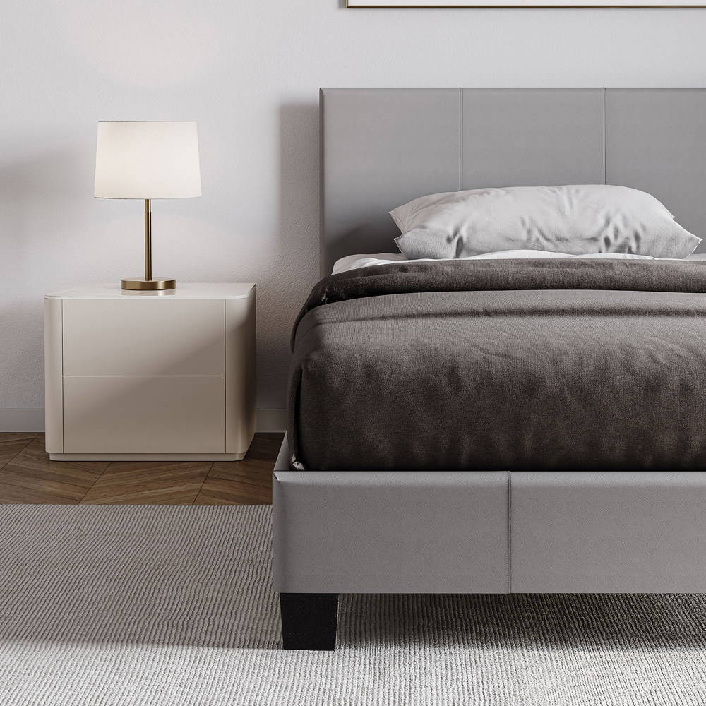 Vida Designs Lisbon Single Grey Faux Leather Bed Frame Image 4