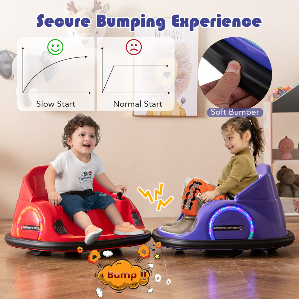 Costway Kids Purple Ride On Bumping Car with Flashing LED Lights 6V Image 6