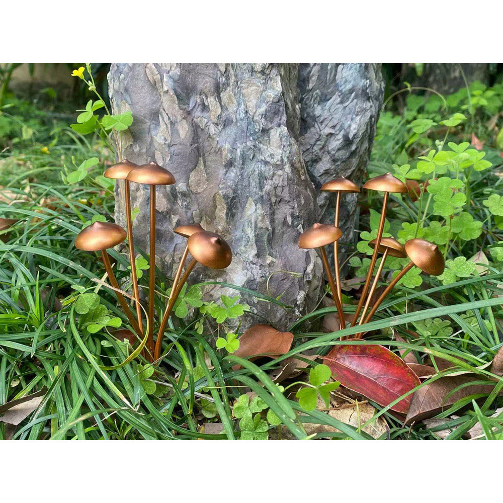 Avilo Copper Finish Mushroom Garden Stake 2 Pack Image 3