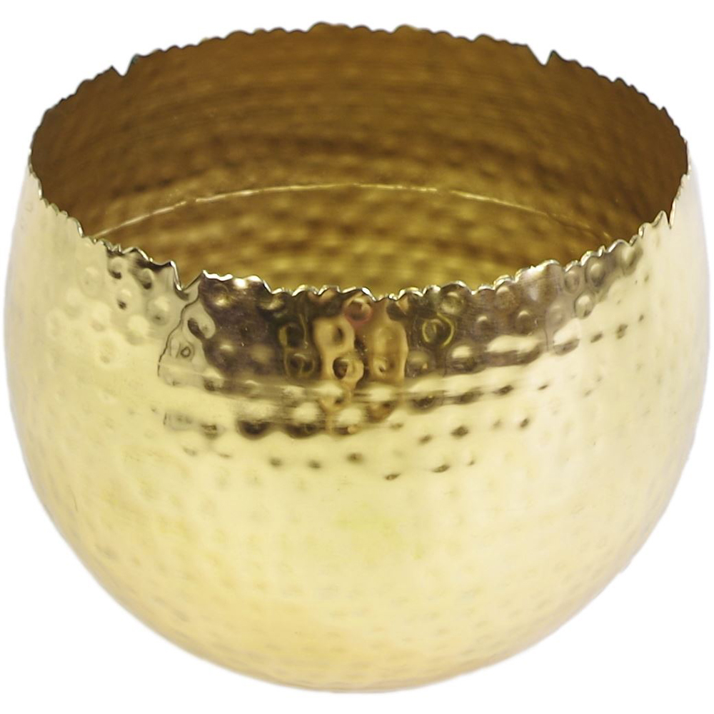 Leaf Hammered Gold Metal Planter 22 x 17cm Image 1
