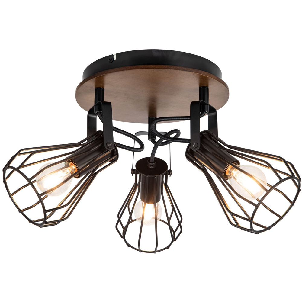 Cosylyte Kandan Matt Black 3 Light Wire Shade Spotlight Image 3