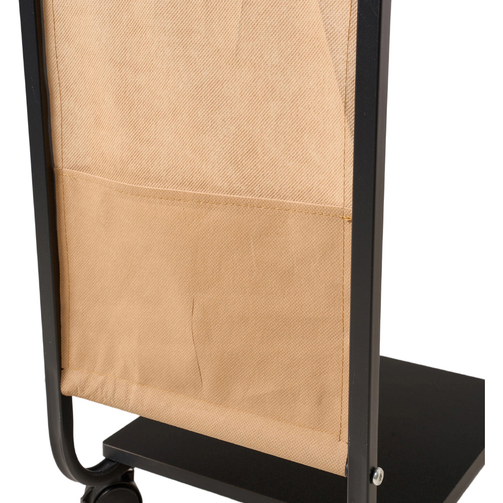 Living and Home Black C-Shape Side Table with Lockable Castors Image 7