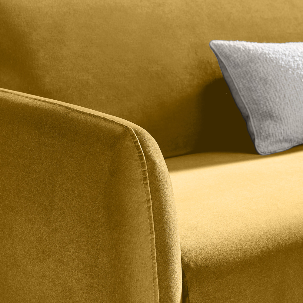 Furniturebox Terry 2 Seater Yellow Velvet Sofa Image 2