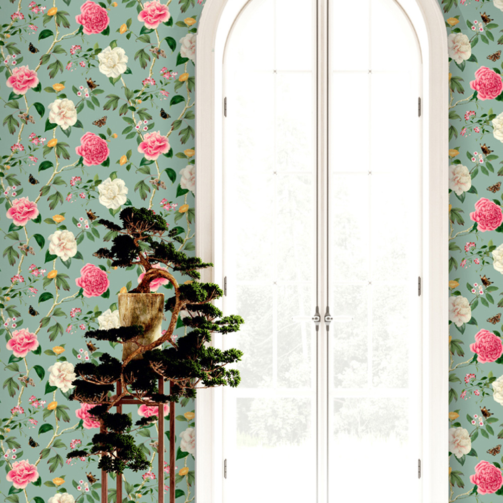 RHS Chinoiserie Charmer Blue Wallpaper Image 4