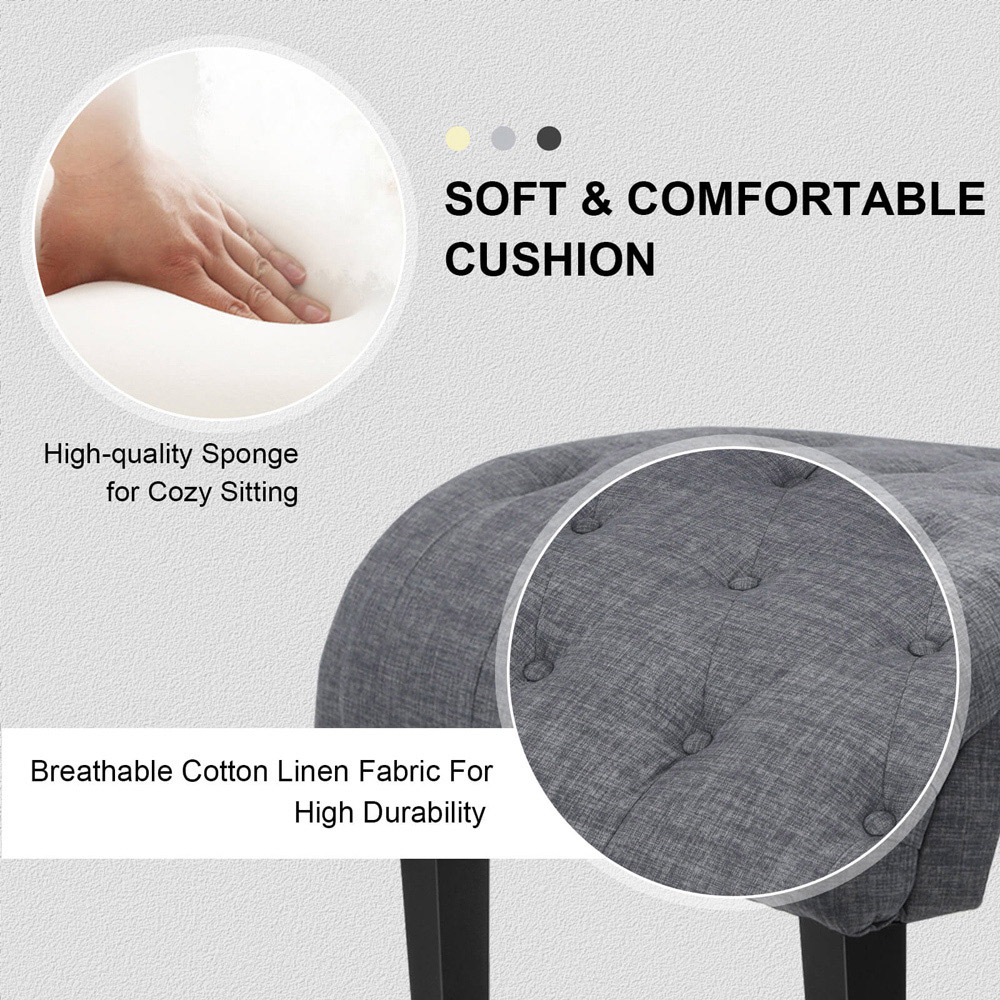 Costway Dark Grey Button Tufted Linen Accent Chair Image 7