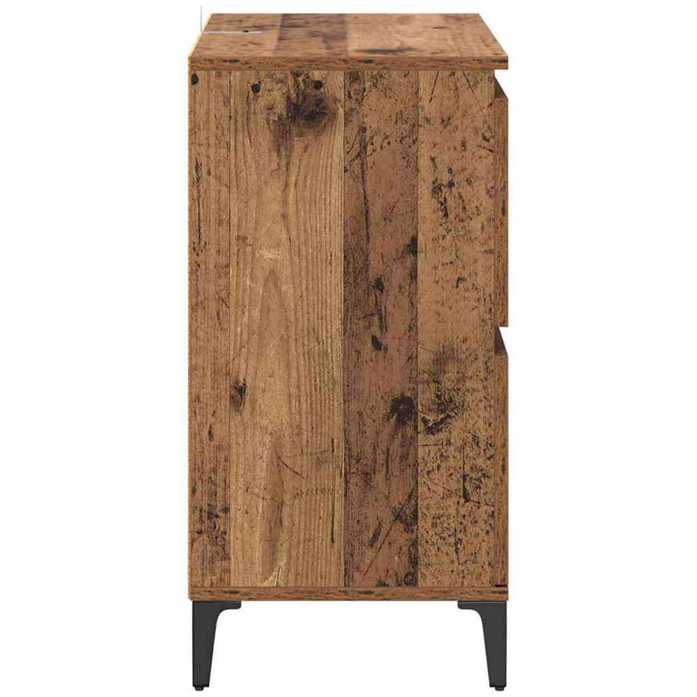vidaXL 4 Door Old Wood Sideboard with Metal Legs Set of 2 Image 8