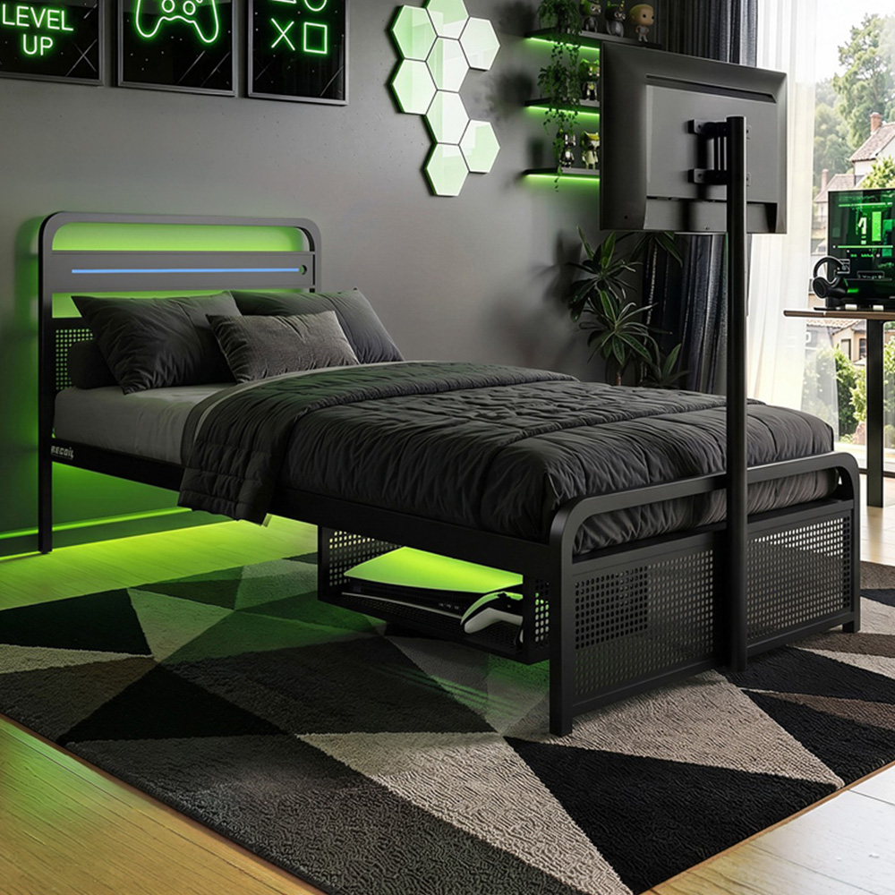 Recoil Panther Single Metal TV Bed with Storage Image 1